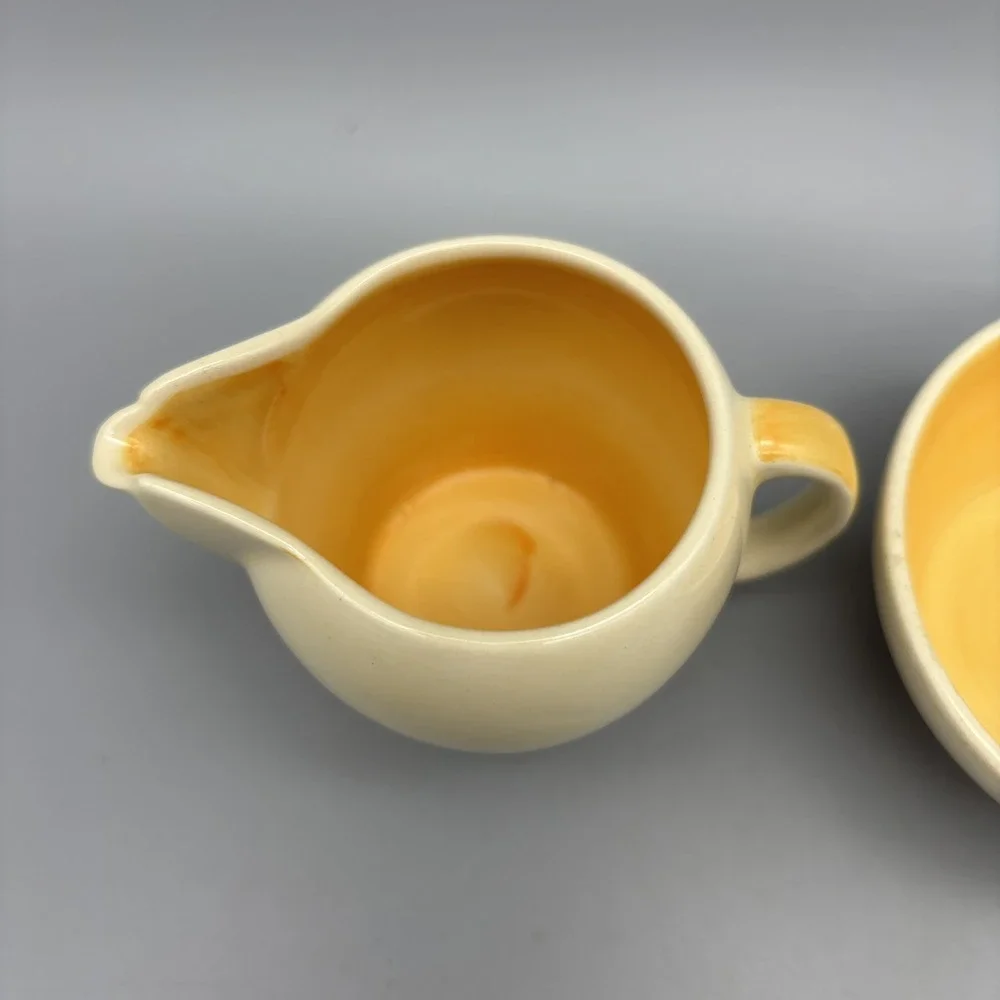 Susie Cooper Kestrel Yellow Tango Creamer And Open Sugar 1930's Vintage Art Deco